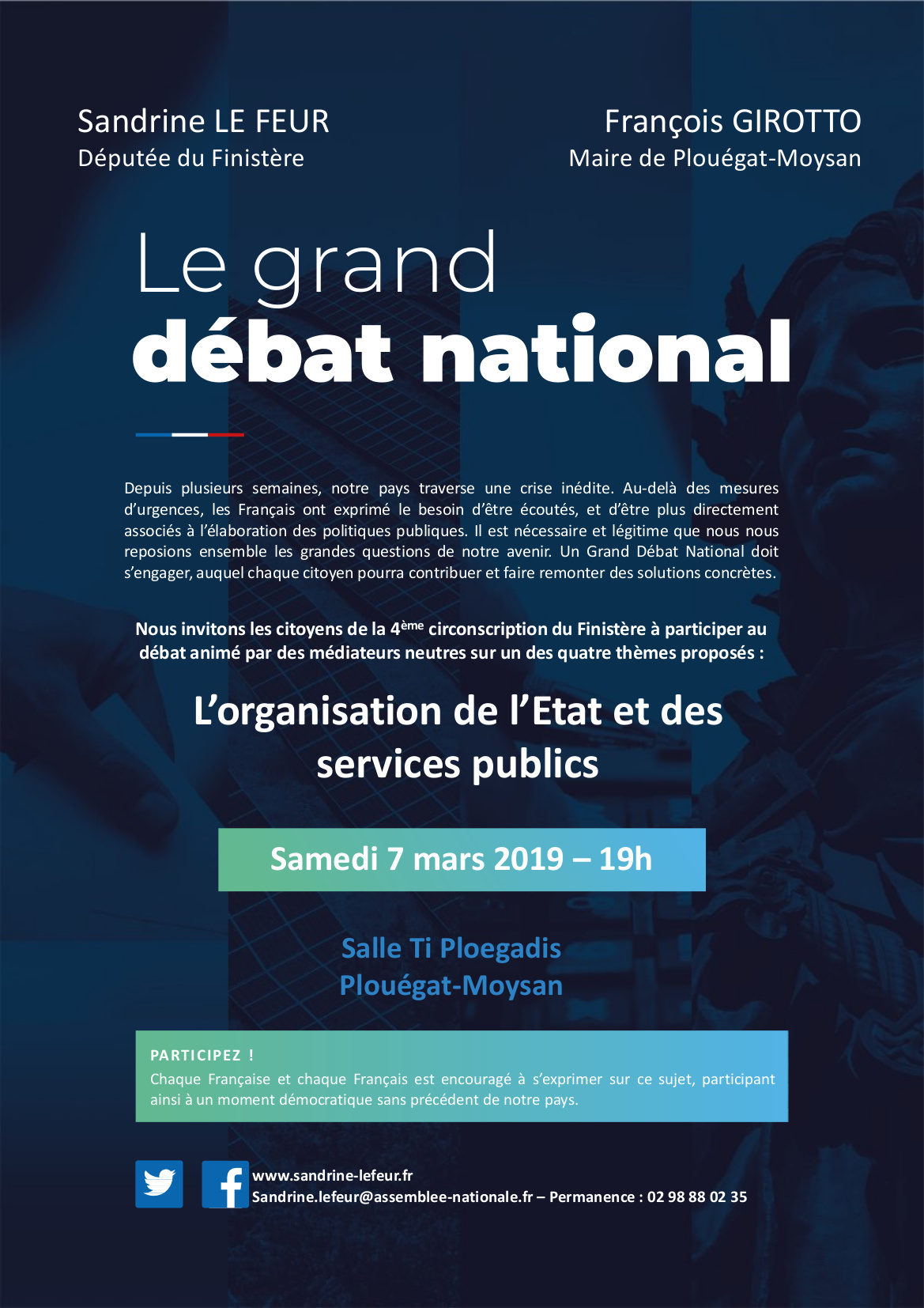 Grand Débat National : L’organisation de l’Etat et des services publics , Plouégat-Moysan le 7 mars
